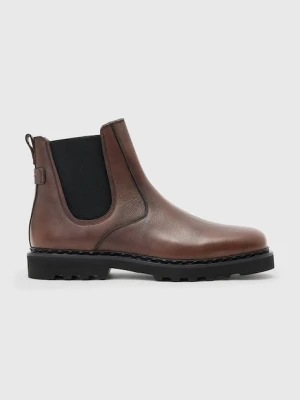 AllSaints sztyblety skórzane SKIFF CHELSEA BOOT męskie kolor brązowy M025FD