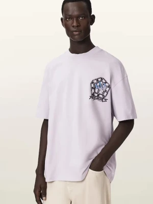 AllSaints T-shirt basic męski z dodatkiem lnu AFFIX fioletowy