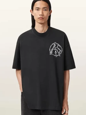 AllSaints t-shirt bawełniany ANATOMICA męski kolor czarny z nadrukiem M046PD