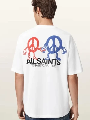 AllSaints t-shirt bawełniany BEDFELLOW męski kolor biały z nadrukiem M001PD