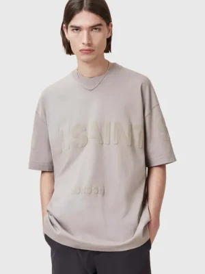 AllSaints t-shirt bawełniany BIGGY kolor beżowy z nadrukiem M088PB
