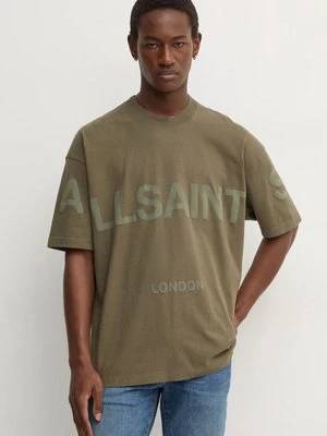 AllSaints t-shirt bawełniany BIGGY kolor zielony z nadrukiem M088PB