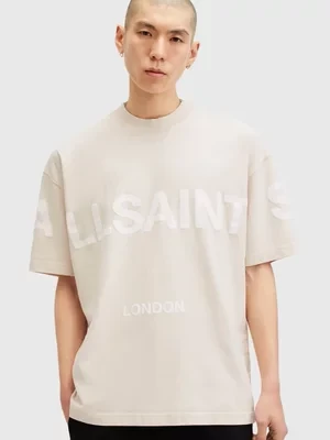 AllSaints t-shirt bawełniany BIGGY kolor beżowy z nadrukiem M088PB