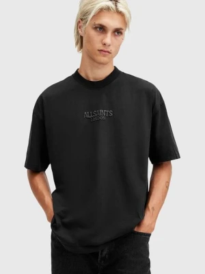 AllSaints t-shirt bawełniany BONES SS CREW męski kolor czarny z aplikacją M073PB