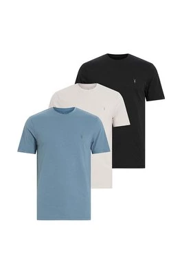 AllSaints t-shirt bawełniany BRACE 3-pack męski kolor niebieski gładki M031JB