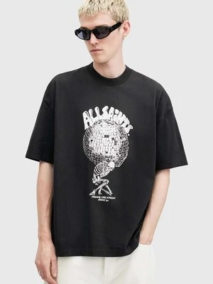 AllSaints t-shirt bawełniany BURDEN męski kolor czarny z nadrukiem M021PB