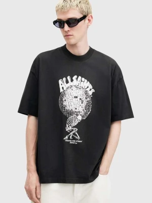 AllSaints t-shirt bawełniany BURDEN męski kolor czarny z nadrukiem M021PB