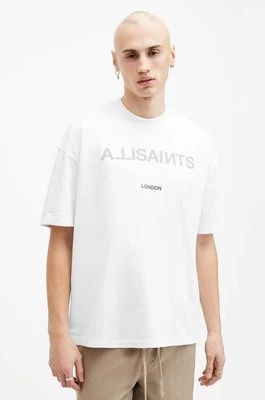 AllSaints t-shirt bawełniany CUTOUT SS CREW męski kolor biały z nadrukiem M004PA