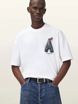 AllSaints t-shirt bawełniany DEFIANCE męski kolor biały z nadrukiem M004PD