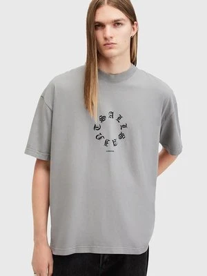 AllSaints t-shirt bawełniany FRAKTUR męski kolor szary z nadrukiem M063PB