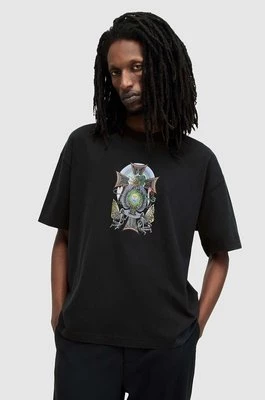 AllSaints t-shirt bawełniany FREESPIRIT SS CREW męski kolor czarny z nadrukiem MG522Z