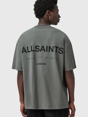 AllSaints t-shirt bawełniany FUTURE męski kolor zielony z nadrukiem M006PD