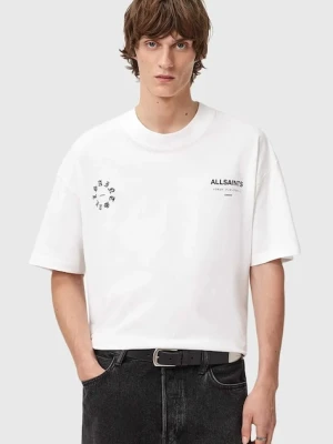 AllSaints t-shirt bawełniany męski kolor biały z nadrukiem M042PD