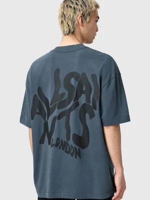 AllSaints t-shirt bawełniany ORLANDO męski kolor niebieski z nadrukiem M066PC