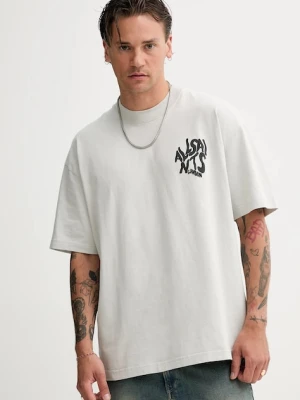 AllSaints t-shirt bawełniany ORLANDO męski kolor szary z nadrukiem M066PC