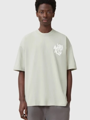 AllSaints t-shirt bawełniany ORLANDO męski kolor zielony z nadrukiem M066PC