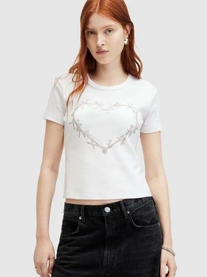 AllSaints t-shirt bawełniany PERTA damski kolor biały