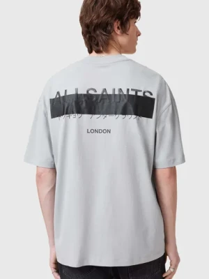 AllSaints t-shirt bawełniany REDACT SS CREW kolor szary z nadrukiem M002PC