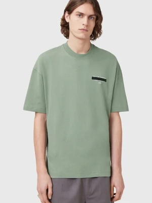 AllSaints t-shirt bawełniany REDACT SS CREW męski kolor zielony z nadrukiem M002PC