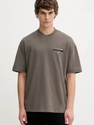 AllSaints t-shirt bawełniany REDACT SS CREW męski kolor zielony z nadrukiem M002PC