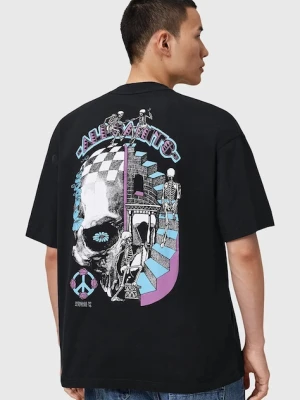 AllSaints t-shirt bawełniany REINCARNATE męski kolor czarny z nadrukiem M020PD