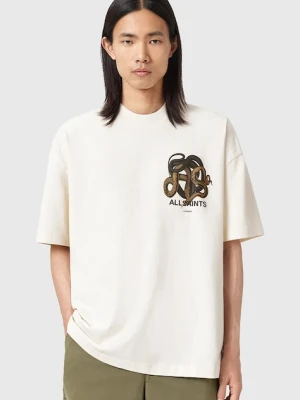 AllSaints t-shirt bawełniany RETICULATE męski kolor beżowy z nadrukiem M009PC