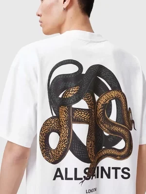 AllSaints t-shirt bawełniany RETICULATE męski kolor biały z nadrukiem M009PC