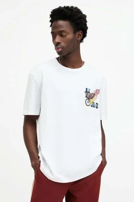 AllSaints t-shirt bawełniany ROLLER męski kolor biały z nadrukiem