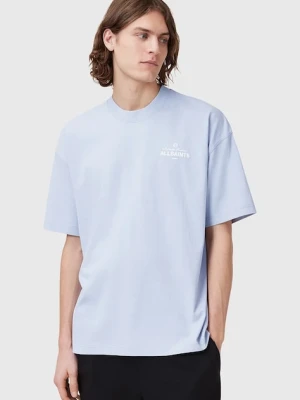 AllSaints t-shirt bawełniany SOLEIL męski kolor niebieski z nadrukiem M051PC