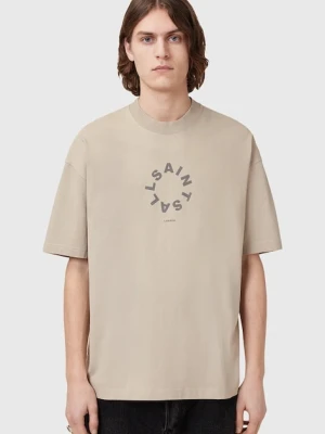 AllSaints t-shirt bawełniany TIERRA SS CREW męski kolor beżowy z nadrukiem M072PB