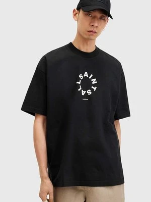 AllSaints t-shirt bawełniany TIERRA SS CREW męski kolor czarny z nadrukiem M072PB