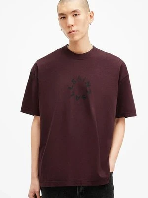 AllSaints t-shirt bawełniany TIERRA SS CREW męski kolor czerwony z nadrukiem M072PB