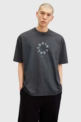 AllSaints t-shirt bawełniany TIERRA SS CREW męski kolor granatowy z nadrukiem M072PB