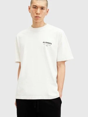 AllSaints t-shirt bawełniany UNDERGROUND męski kolor biały z nadrukiem M071PB