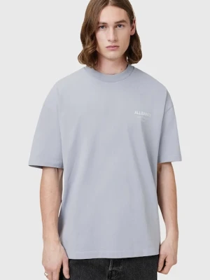 AllSaints t-shirt bawełniany UNDERGROUND męski kolor niebieski z nadrukiem M071PB