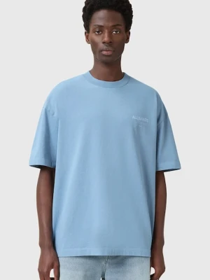 AllSaints t-shirt bawełniany UNDERGROUND męski kolor niebieski z nadrukiem M071PB