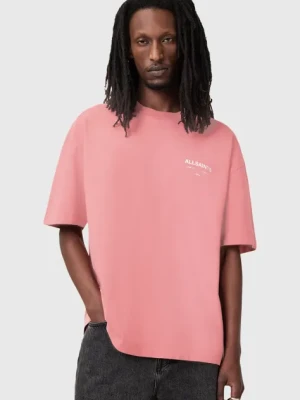 AllSaints t-shirt bawełniany UNDERGROUND męski kolor różowy z nadrukiem M071PB