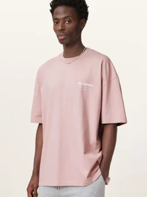 AllSaints t-shirt bawełniany UNDERGROUND męski kolor różowy z nadrukiem M071PB