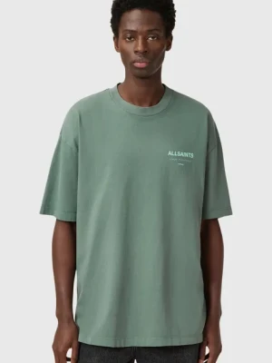 AllSaints t-shirt bawełniany UNDERGROUND męski kolor zielony z nadrukiem M071PB
