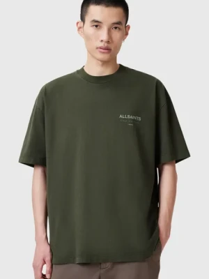 AllSaints t-shirt bawełniany UNDERGROUND męski kolor zielony z nadrukiem M071PB