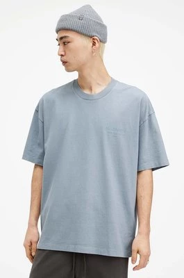 AllSaints t-shirt bawełniany UNDERGROUND SS CREW męski kolor turkusowy z nadrukiem