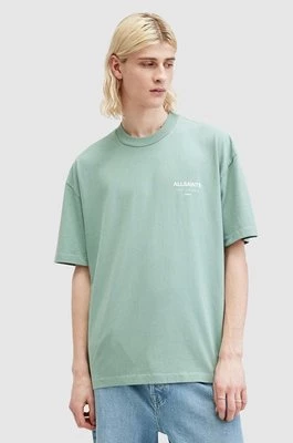 AllSaints t-shirt bawełniany UNDERGROUND SS CREW męski kolor zielony z nadrukiem