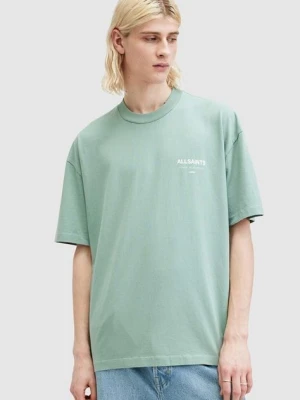 AllSaints t-shirt bawełniany UNDERGROUND SS CREW męski kolor zielony z nadrukiem