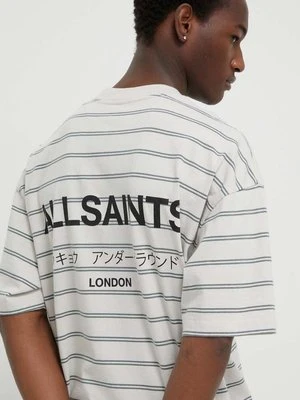 AllSaints t-shirt bawełniany UNDERGROUND STRIPE S kolor szary wzorzysty