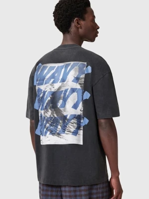 AllSaints t-shirt bawełniany WAVY męski kolor czarny z nadrukiem M063PC