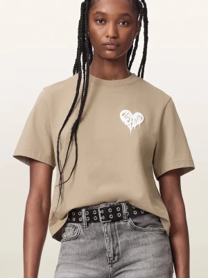 AllSaints T-shirt damski bawełniany TRIP beżowy