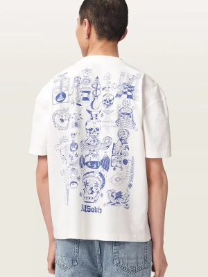 AllSaints T-shirt męski bawełniany IGNIS beżowy