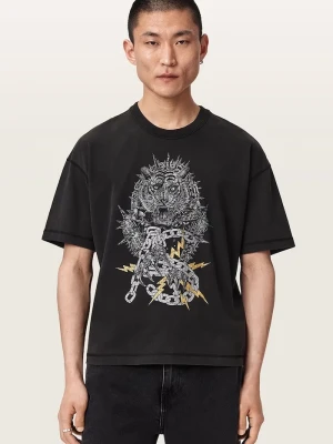 AllSaints T-shirt męski bawełniany IRON TIGER czarny