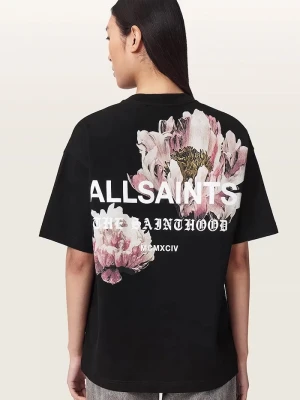 AllSaints T-shirt oversize damski bawełniany ELIANA ETTA TEE czarny