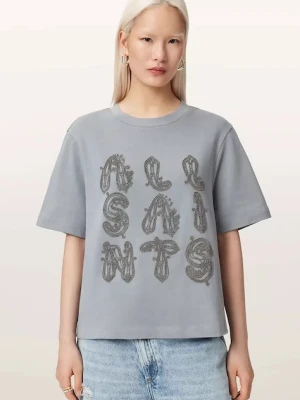 AllSaints T-shirt oversize damski bawełniany ELLA niebieski